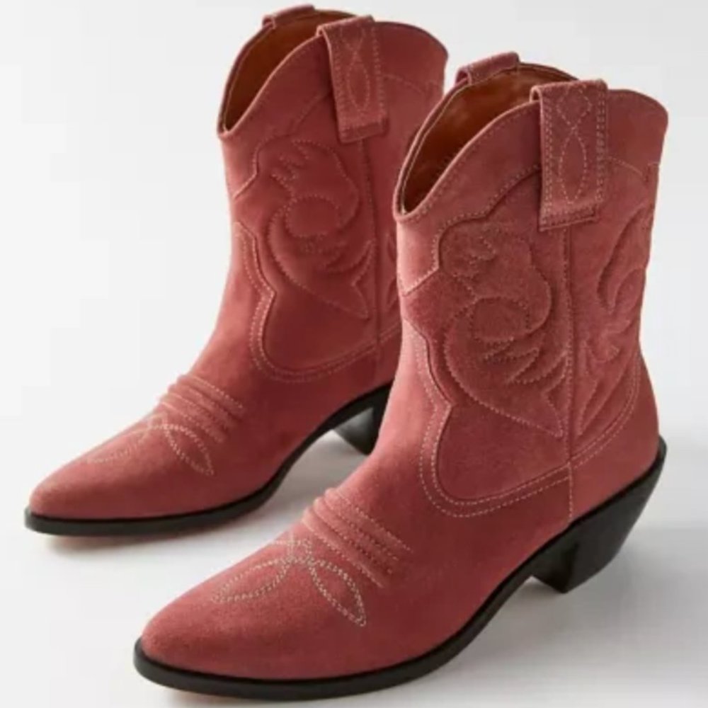 Suede Pink Western Boots